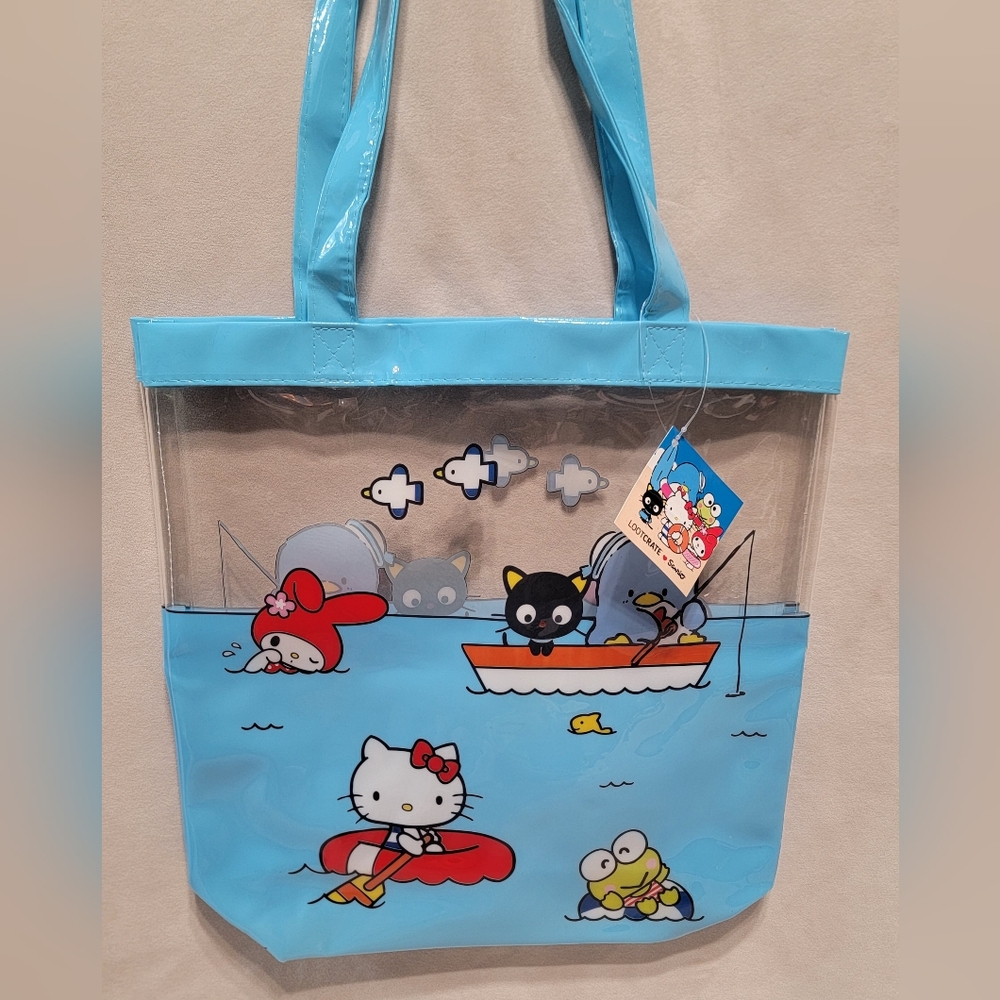Hello kitty loot crate beach tote bag